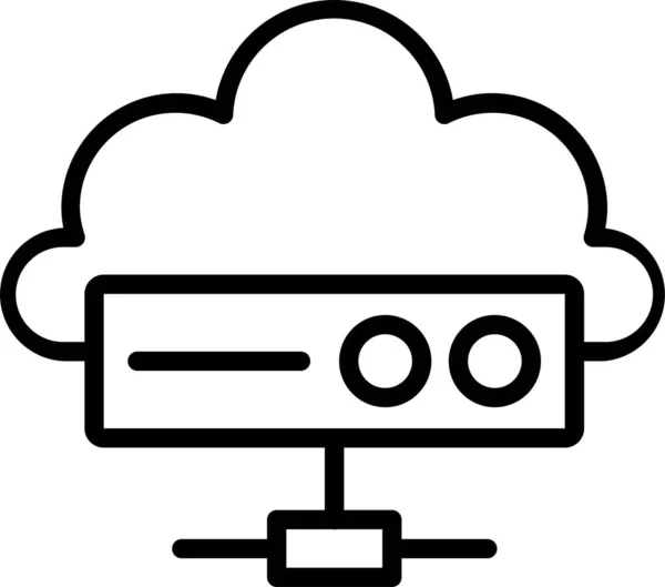Cloud Computing Lagring Ikon Kontur Stil — Stock vektor