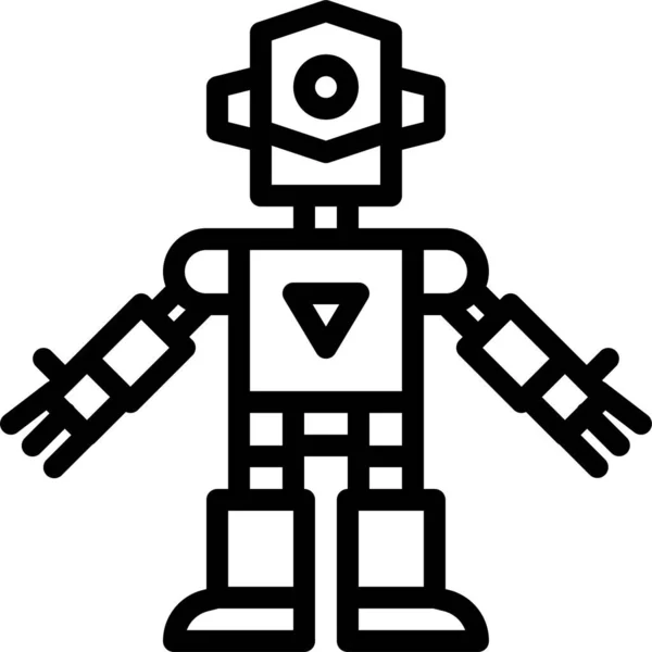 Dětská Ikona Kovového Robota Stylu Osnovy — Stockový vektor