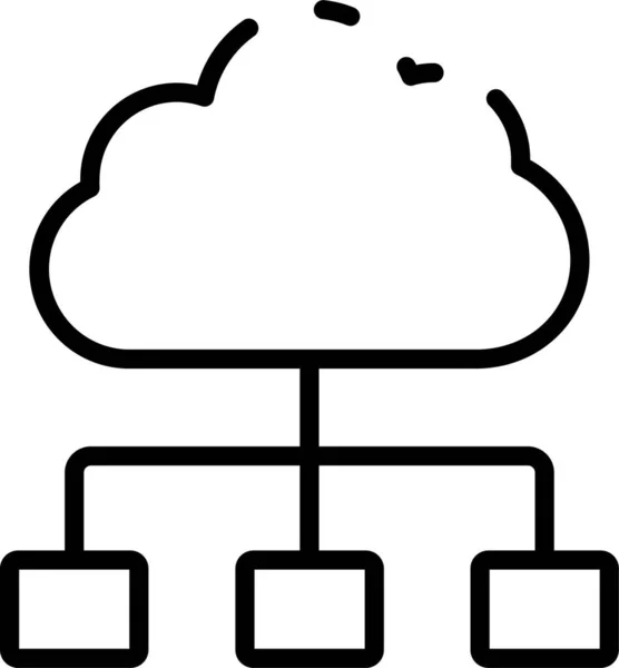 Icône Données Cloud Computing Dans Style Contour — Image vectorielle
