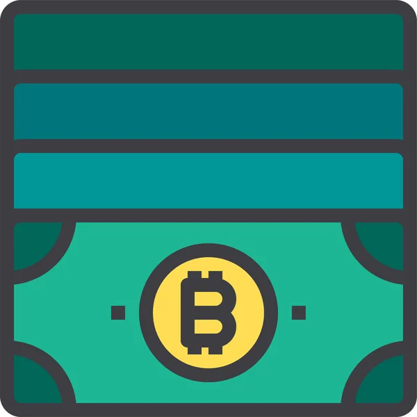Bitcoin Грошова Криптовалюта Ікона Стилі Повного Контуру — стоковий вектор