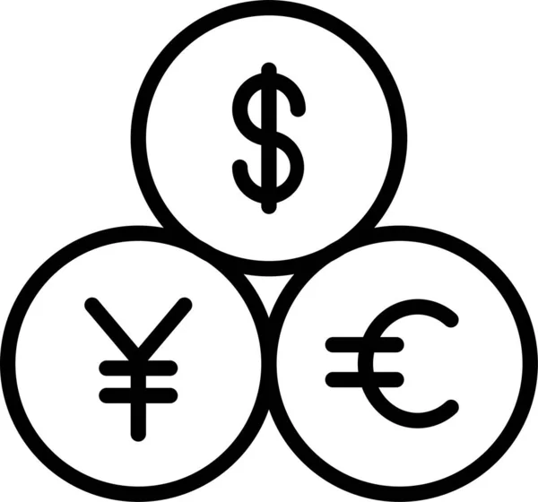 Moeda Dólar Ícone Euro Estilo Esboço — Vetor de Stock