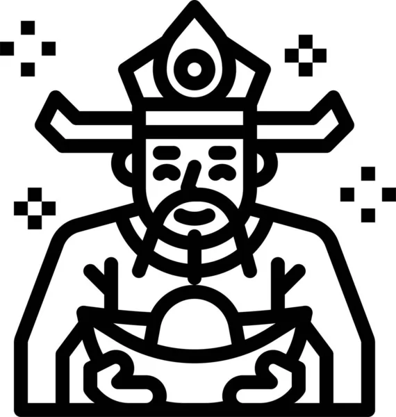 Chinese God Statue Icon Outline Style — Stock Vector