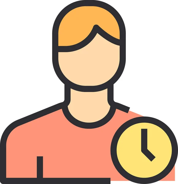 以填充轮廓样式显示的时钟男性时间图标 — 图库矢量图片