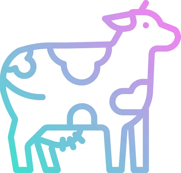 Animal Vaca Granja Icono Estilo Esquema — Vector de stock