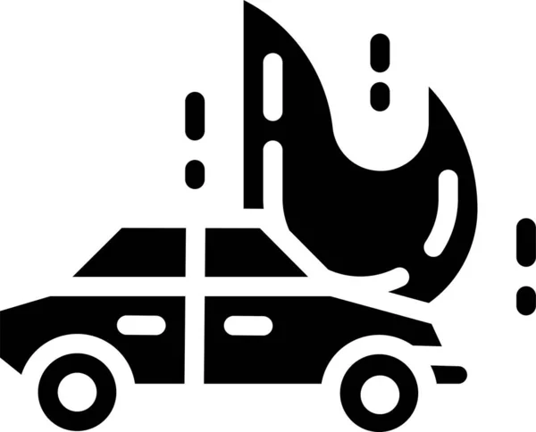 Accident Car Fire Icon Solid Style — Stock Vector