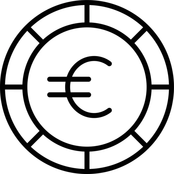 Euro Moneda Icono Dinero Estilo Esquema — Archivo Imágenes Vectoriales