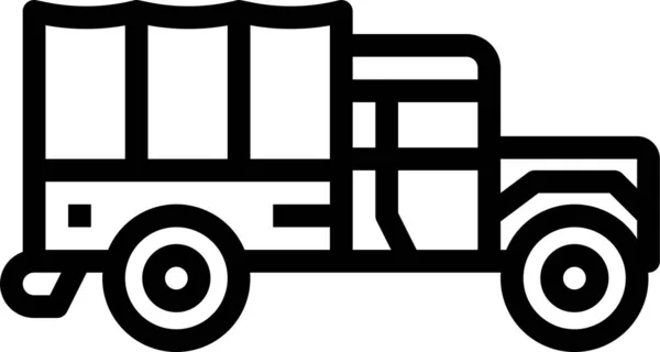 Στρατιωτικό Φορτηγό Περίγραμμα Εικονίδιο Στυλ Περίγραμμα — Διανυσματικό Αρχείο