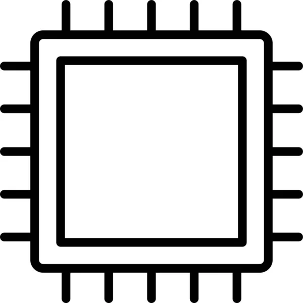 Chip Cpu Processzor Ikon Körvonalazott Stílusban — Stock Vector