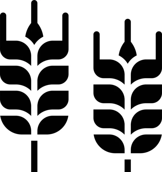 Barley Branch Leaves Icon Solid Style — Stockvektor