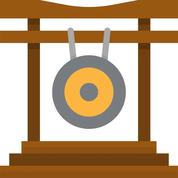 Gong Nástroje Hudební Ikona Plochém Stylu — Stockový vektor