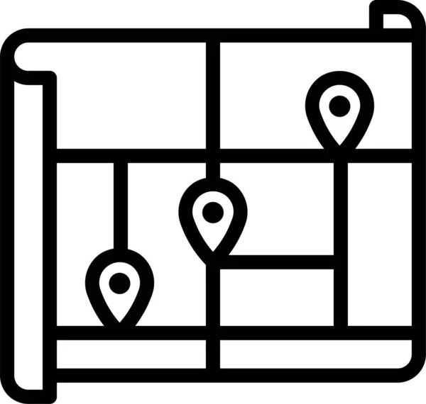 Gps Mapa Ubicación Icono Estilo Esquema — Vector de stock
