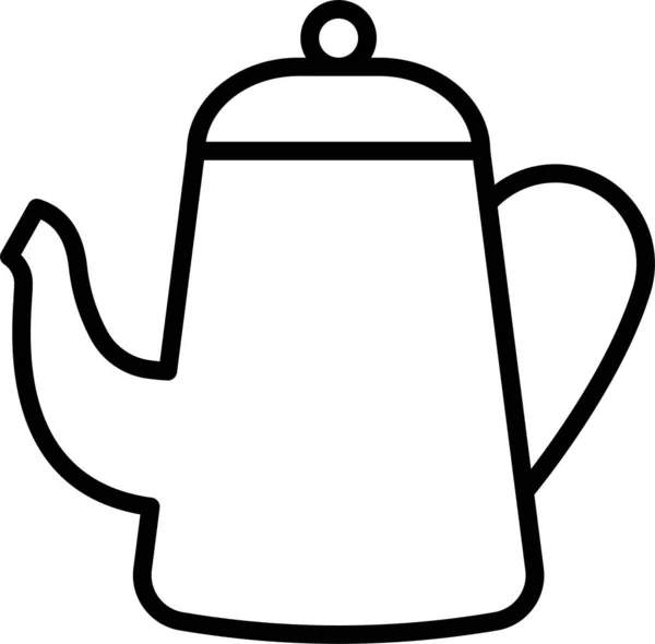 Чайник Кухонний Посуд Значок Контурному Стилі — стоковий вектор
