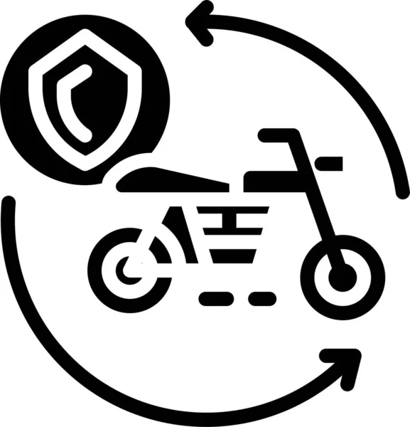 Ikona Ubezpieczonego Motocykla Wypadkowego Solidnym Stylu — Wektor stockowy