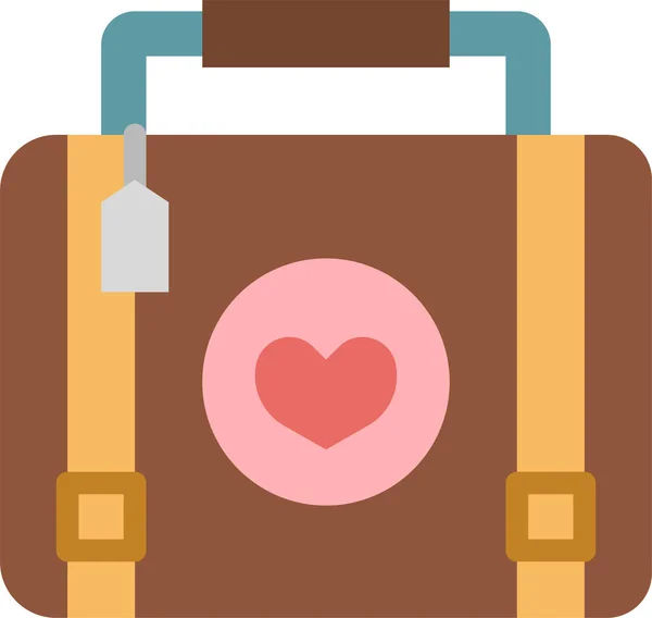 Heart Honeymoon Love Icon Flat Style — Stock Vector