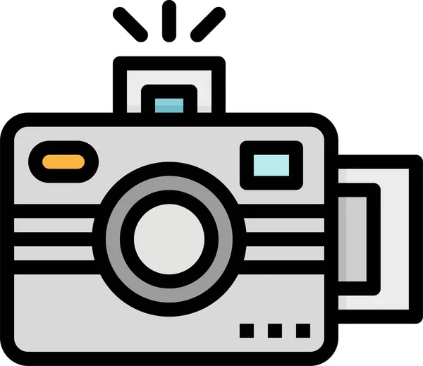 填充式相机电子照片图标 轮廓风格 — 图库矢量图片