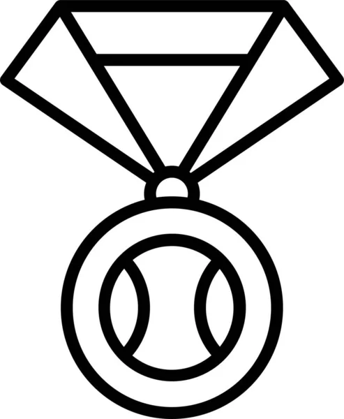 Medalla Campeón Icono Ganador Estilo Del Esquema — Archivo Imágenes Vectoriales