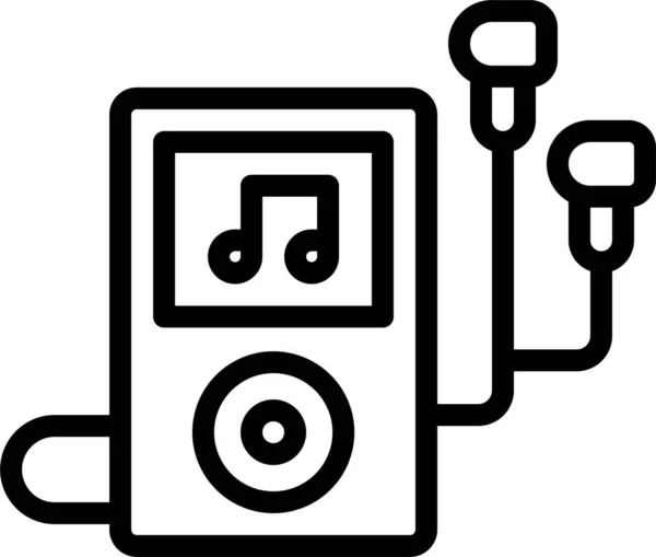 Audio Ipod Musik Ikone Umriss Stil — Stockvektor