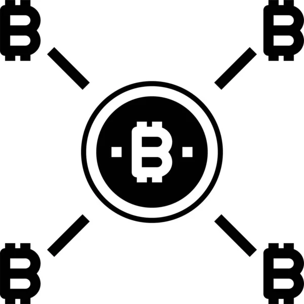 Kryptowaluta Bitcoin Ikona Pieniędzy Stałym Stylu — Wektor stockowy