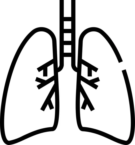 肺臓器の健康アイコンをアウトラインスタイルで — ストックベクタ