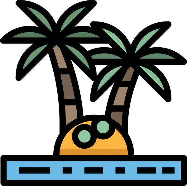 Икона Пальмы Кокосового Острова Стиле Заполненного Контура — стоковый вектор