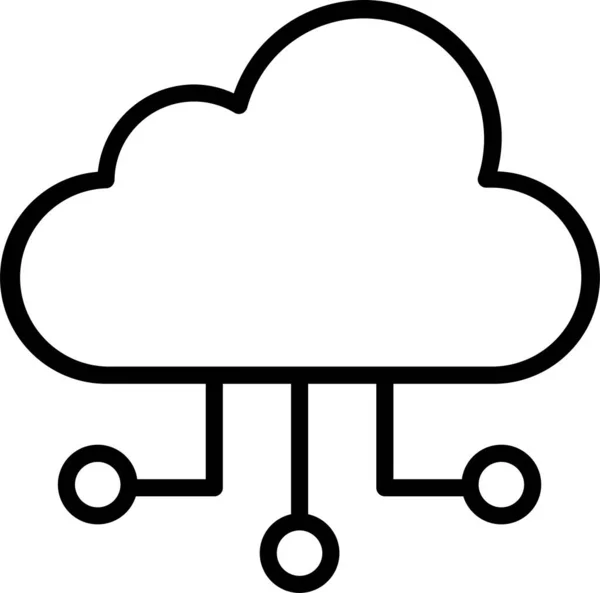 Ikona Pamięci Masowej Serwera Chmury Zarysie — Wektor stockowy