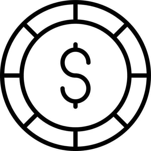 Dollar Argent Monnaie Icône Dans Style Contour — Image vectorielle