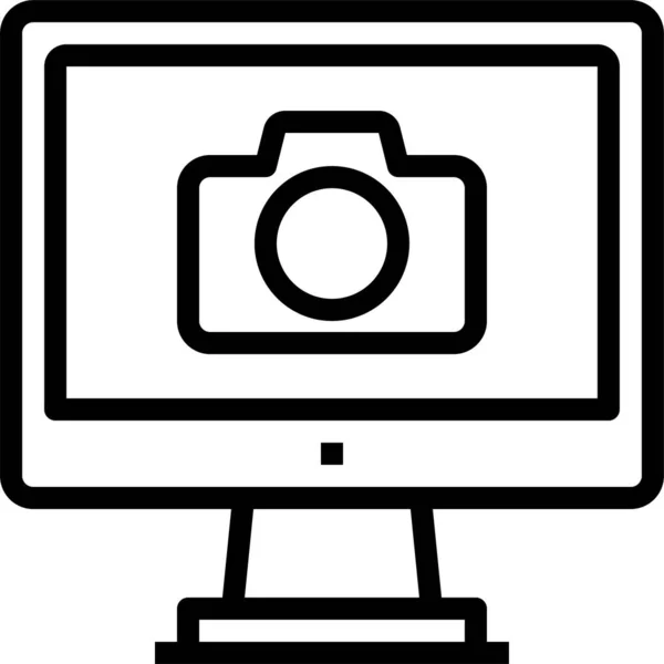 Kamera Computer Interface Symbol Umrissstil — Stockvektor
