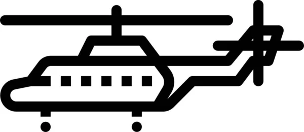ヘリコプターアウトラインスタイルで軍事戦争のアイコンを概説 — ストックベクタ