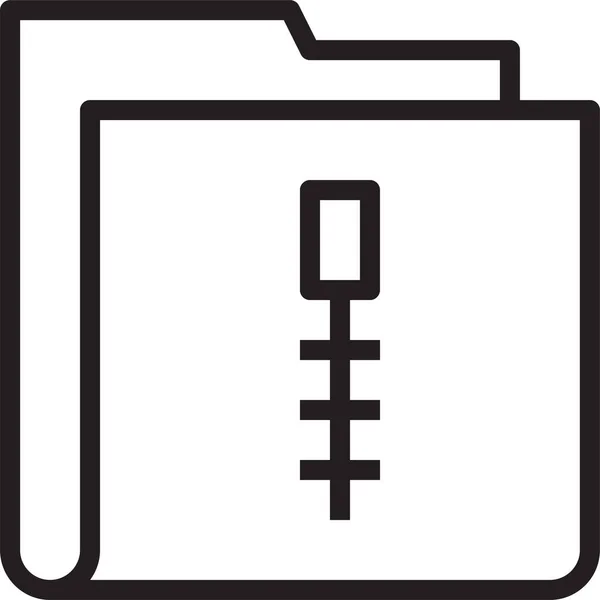 Ordner Zip Formular Symbol Outline Stil — Stockvektor