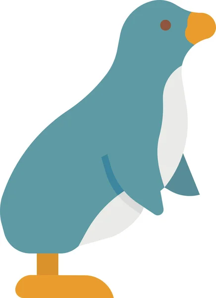 Animal Life Pinguin Ikone Flachen Stil — Stockvektor