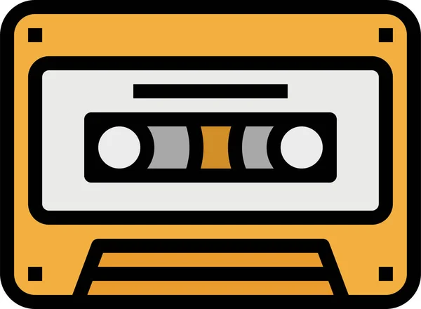 Cassette Music Player Icon Filled Outline Style — Stock Vector