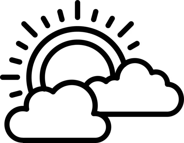 Nubes Sol Tiempo Icono Estilo Del Esquema — Archivo Imágenes Vectoriales