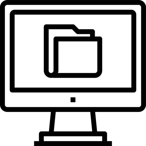 Computer Map Interface Pictogram Grote Lijnen Stijl — Stockvector