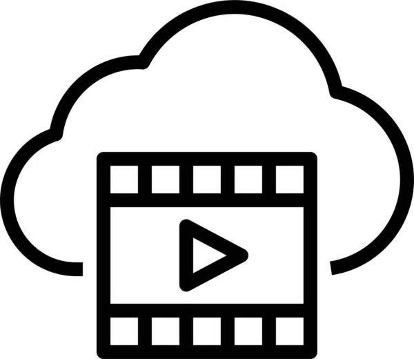 Cloud Movie Speicher Symbol Umriss Stil — Stockvektor