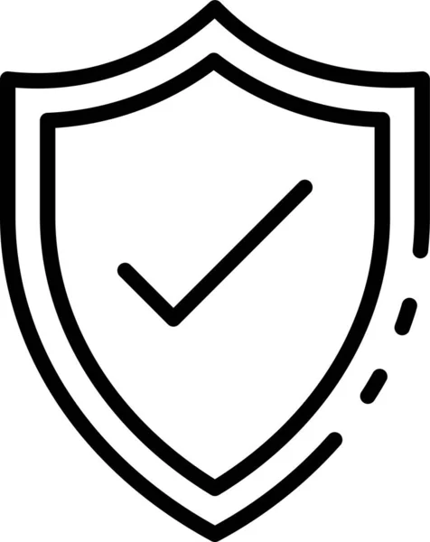 Secured Shield Tick Icon Outline Style — Stock Vector