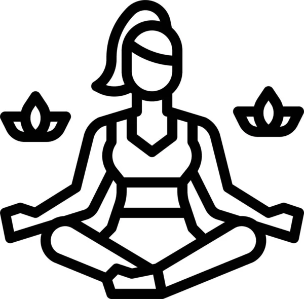 Meditazione Relax Icona Rilassante Stile Contorno — Vettoriale Stock
