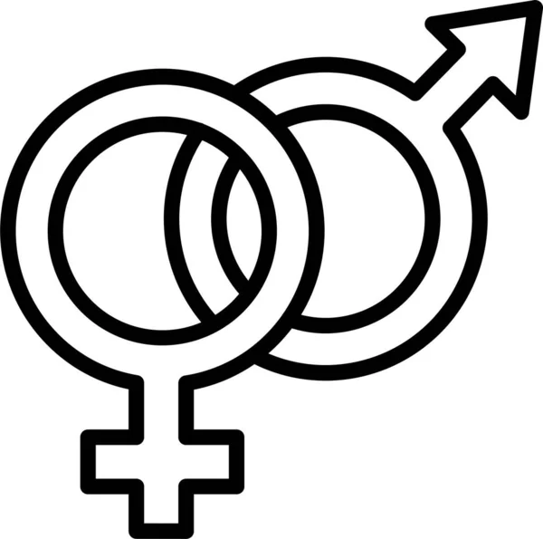 Gender Sex Love Ikone Outline Stil — Stockvektor