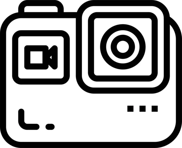 Actie Cam Camera Pictogram Omtrek Stijl — Stockvector