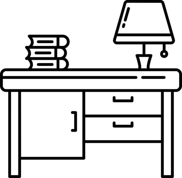 Tafel Bureaulamp Icoon Omtrek Stijl — Stockvector