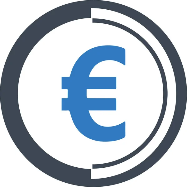 Pièce Euro Finance Icône Dans Style Solide — Image vectorielle