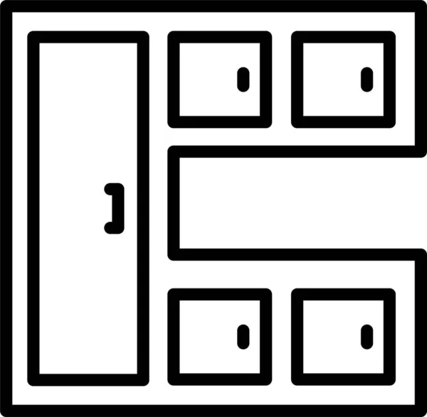 Έπιπλο Συρταριών Εικονίδιο Στυλ Περίγραμμα — Διανυσματικό Αρχείο