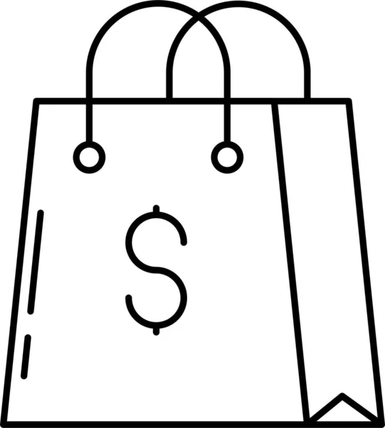 Tasche Shopper Dollar Symbol Umriss Stil — Stockvektor