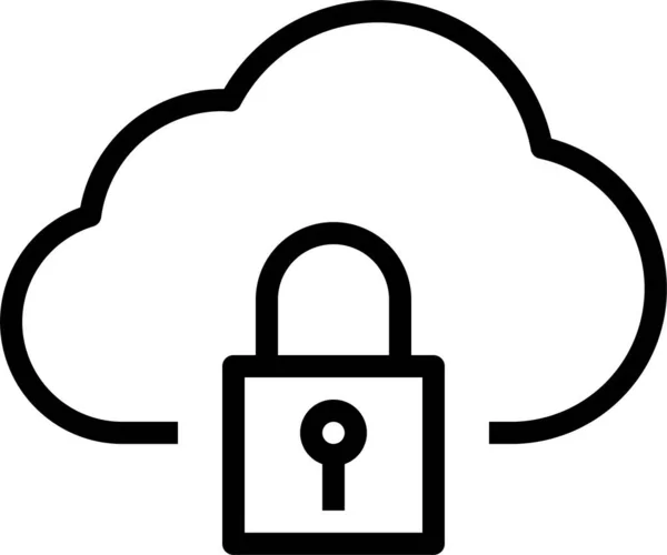 Icono Seguridad Bloqueo Nube Estilo Esquema — Vector de stock