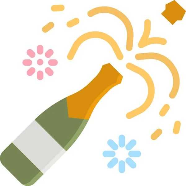 Champagne Célébration Fête Icône — Image vectorielle