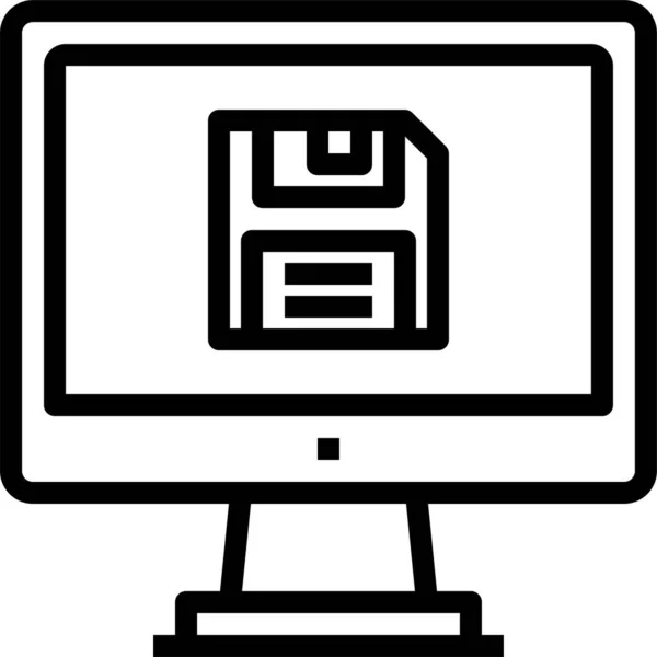 Ícone Disco Dados Computador Estilo Esboço — Vetor de Stock