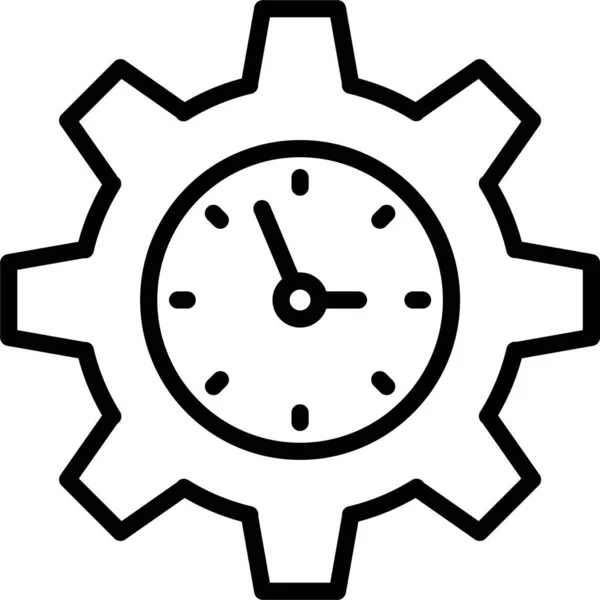 Réglage Icône Temps Horloge Dans Style Contour — Image vectorielle