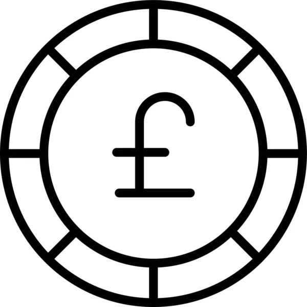 Libra Moneda Icono Dinero Estilo Esquema — Vector de stock