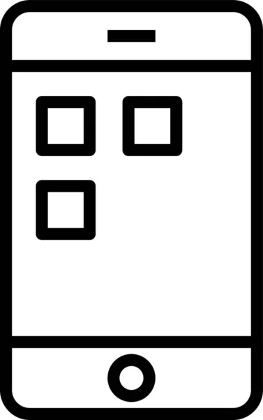 モバイルスマートフォンキューブのアイコンをアウトラインスタイルで — ストックベクタ