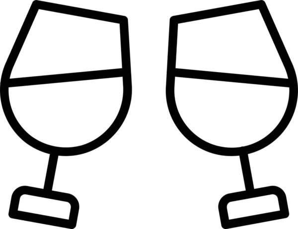 Dricka Toast Alkohol Ikon Kontur Stil — Stock vektor