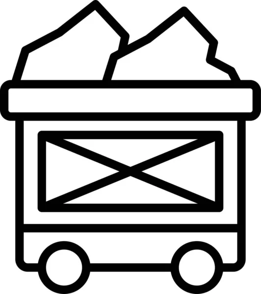 Trolley Cart Rock Icon Outline Style — Stock Vector